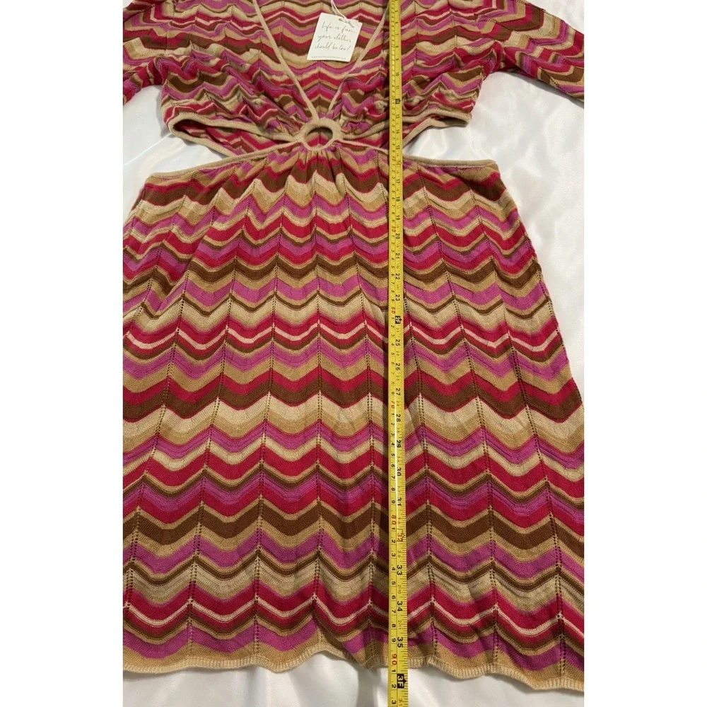 Show Me Your Mumu 'Carlo' Cut Out Horizon Stripe Knit Dress Size XL Retro NEW - Picture 10 of 16